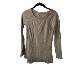 Womens Athleta  Wool Cashmere Tunic Round Neck Sweater Size XS Beige Long Sleeve